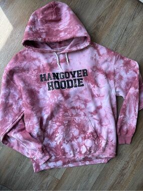 Large Dynamite Pink Tie-Dye "Hangover Hoodie" Sweatshirt